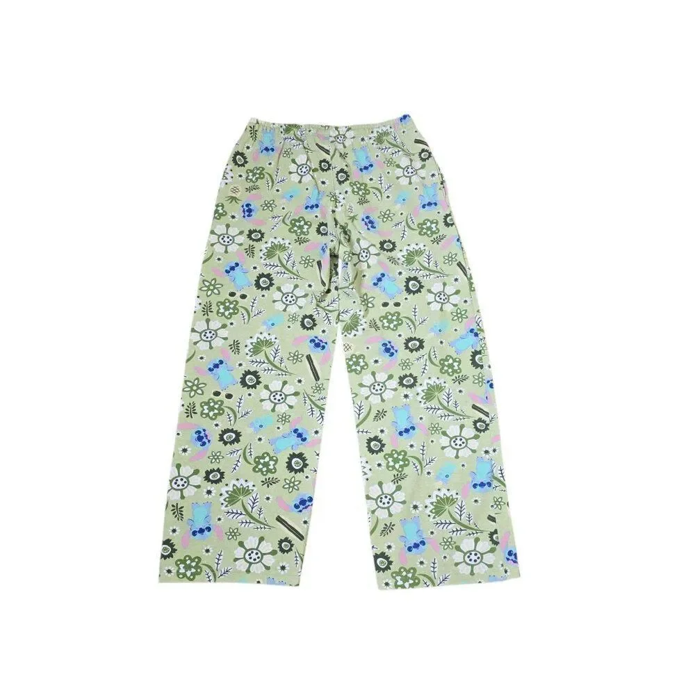Disney Lilo and Stitch Drawstring Waist Pajama Lounge Pants Womens Size XS Green - Picture 3 of 6